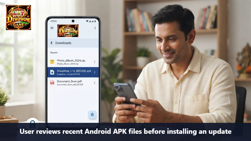 User reviews recent Android APK files before installing an update
