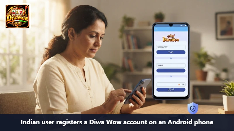 Indian user registers a Diwa Wow account on an Android phone